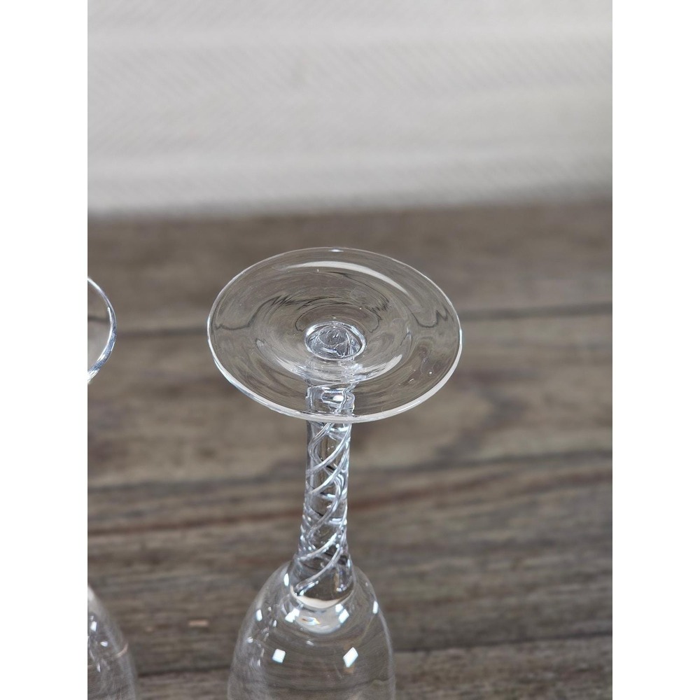 Set 2 Vintage Cordial Glasses Twisted Stem Clear Stemware 9.5 In - Picture 6 of 16